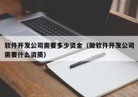 软件开发公司需要多少资金（做软件开发公司需要什么资质）